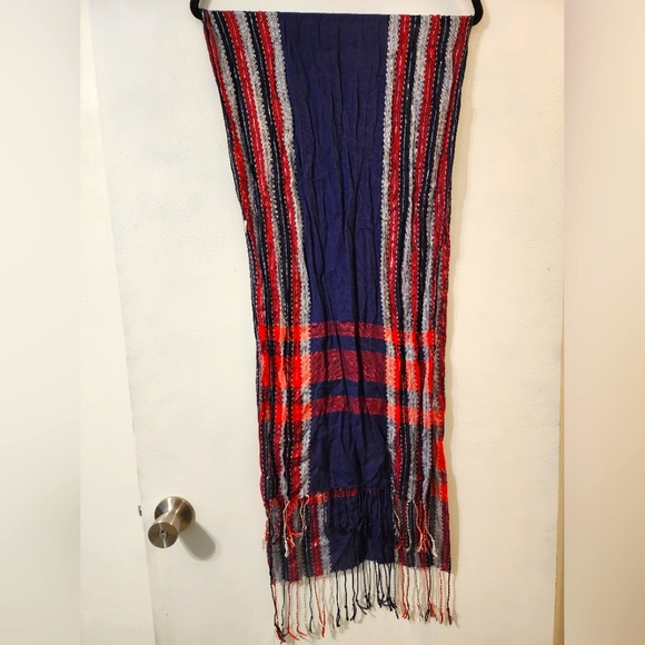 Source Unknown Accessories - Red White and Blue Scarf with Silver Shimmer